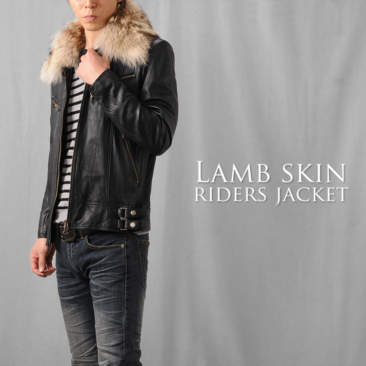楽天市場】【期間限定価格】ラム レザー ライダース ジャケット メンズ