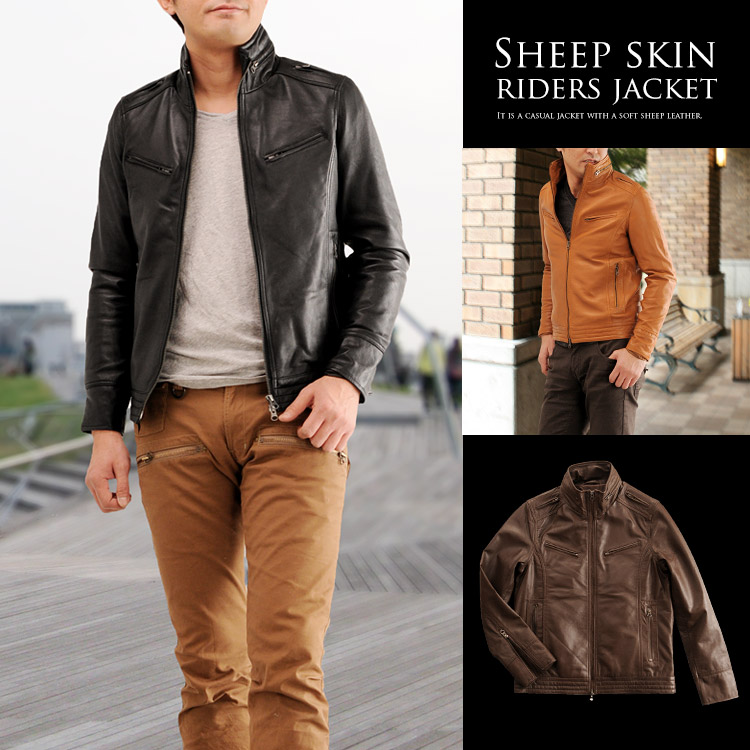 楽天市場】【期間限定価格】メンズ シープ ライダース レザー