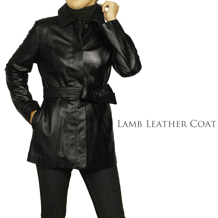 楽天市場】【期間限定価格】【1点限り】 ラム ハーフコート ベルト付き