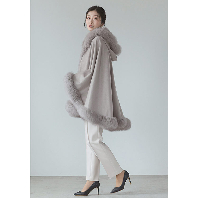 楽天市場】カシミヤ ケープ レディース 秋 冬 フォックスファー