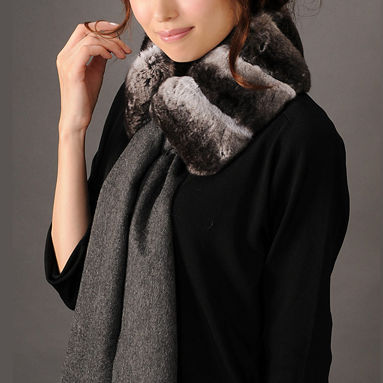 楽天市場】チンチラ ファー マフラー 通し ナチュラル 毛皮/レディース