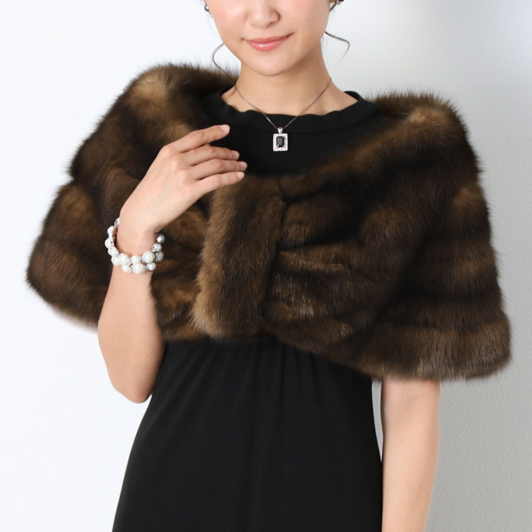 楽天市場】【期間限定価格】ファーム ロシアン セーブル ケープ ファー