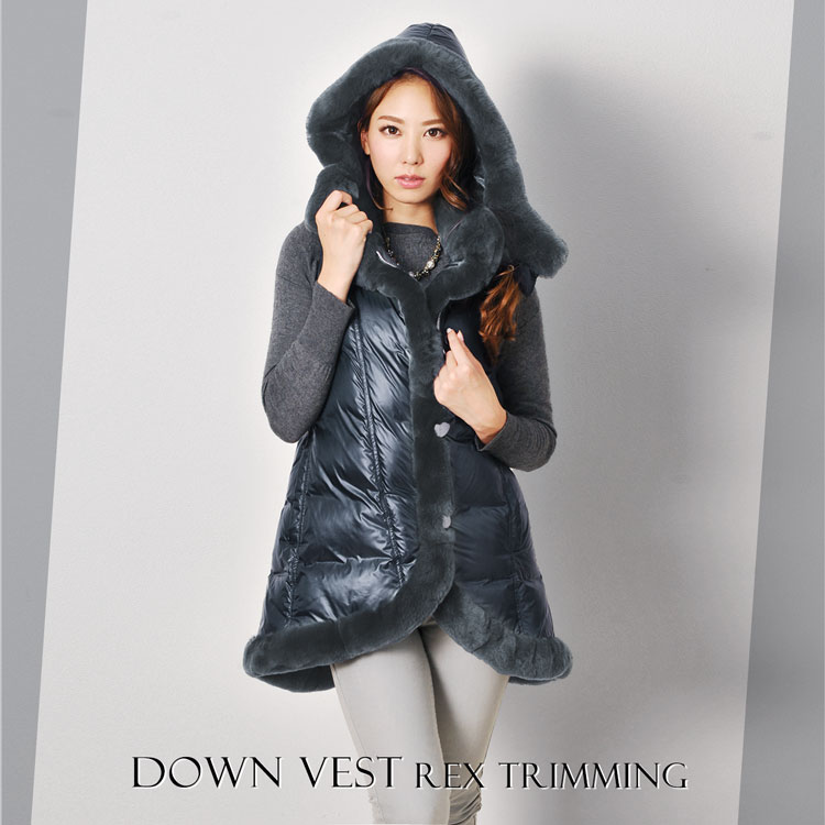 楽天市場】【24h限定10%off】ダウン ロング ベスト レディース フード