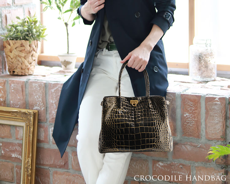 楽天市場】【5%offクーポン】日本製 クロコダイル ハンドバッグ