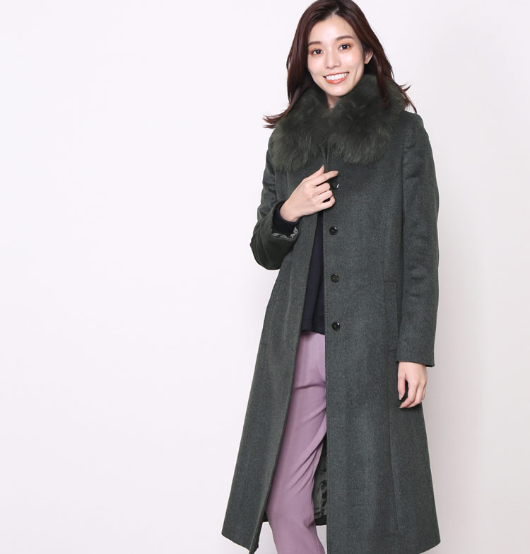 楽天市場】カシミヤ コート レディース 100％ ロングコート フォックス