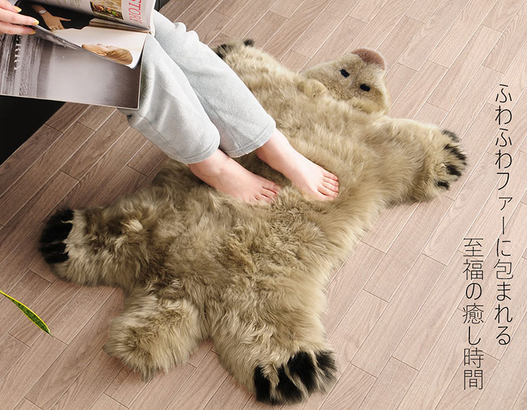 楽天市場】【期間限定価格】ムートン クマ ラグ マット しろくま 白