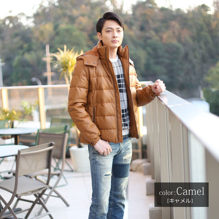 楽天市場】【5%offクーポン】レザー ダウン ジャケット メンズ レザー
