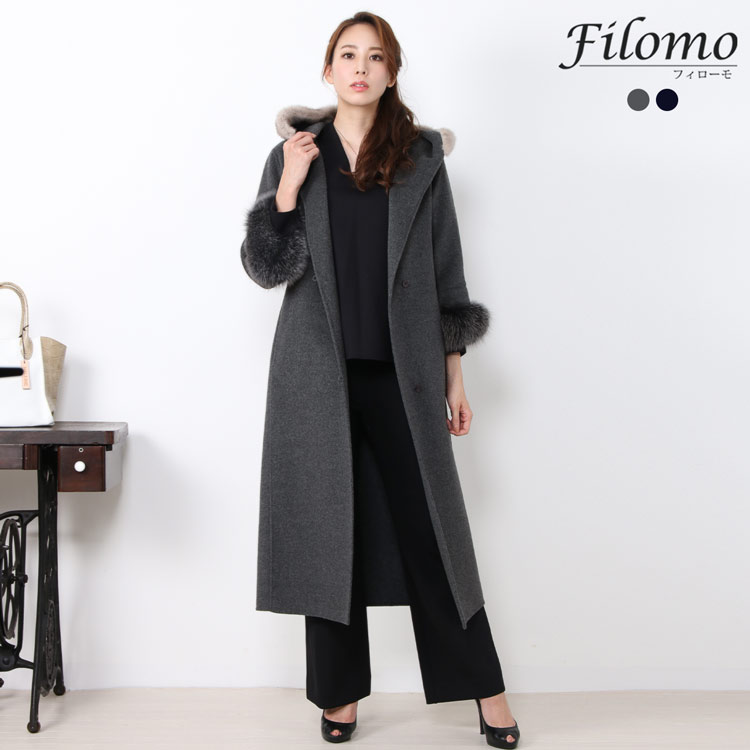 楽天市場】Filomo ロングコート レディース カシミヤ混 フード付き
