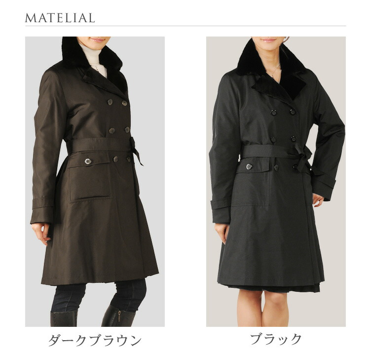 楽天市場】【期間限定価格】シルク トレンチ コート ミンクトリミング