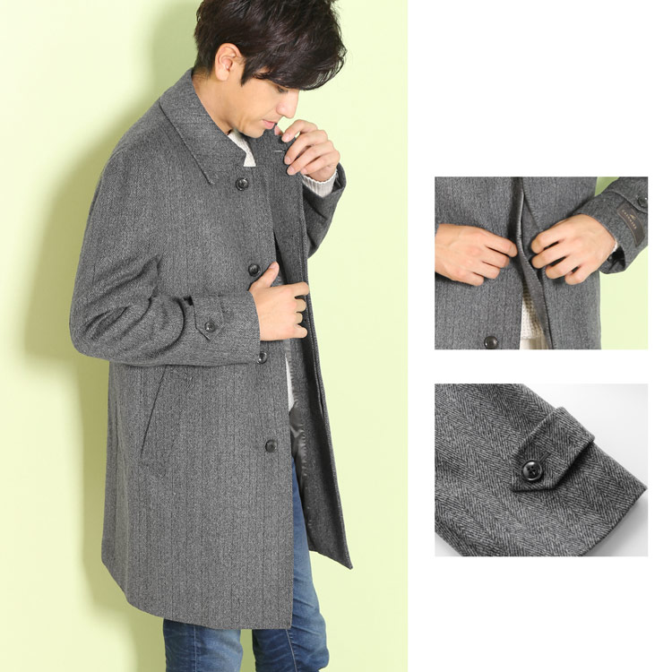 楽天市場】ステンカラーコート メンズ メンズ カシミヤ100% HALEINE