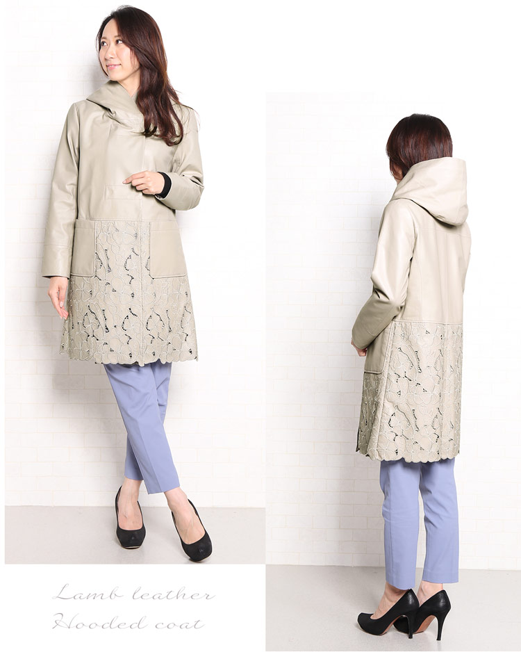 楽天市場】【5%offクーポン】レザー コート レディース 花柄 切り替え