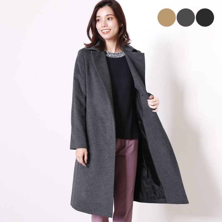 楽天市場】カシミヤ ブレンド ウール コート テーラードカラー ロング