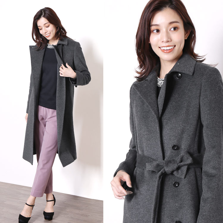 楽天市場】カシミヤ ブレンド ウール コート テーラードカラー ロング