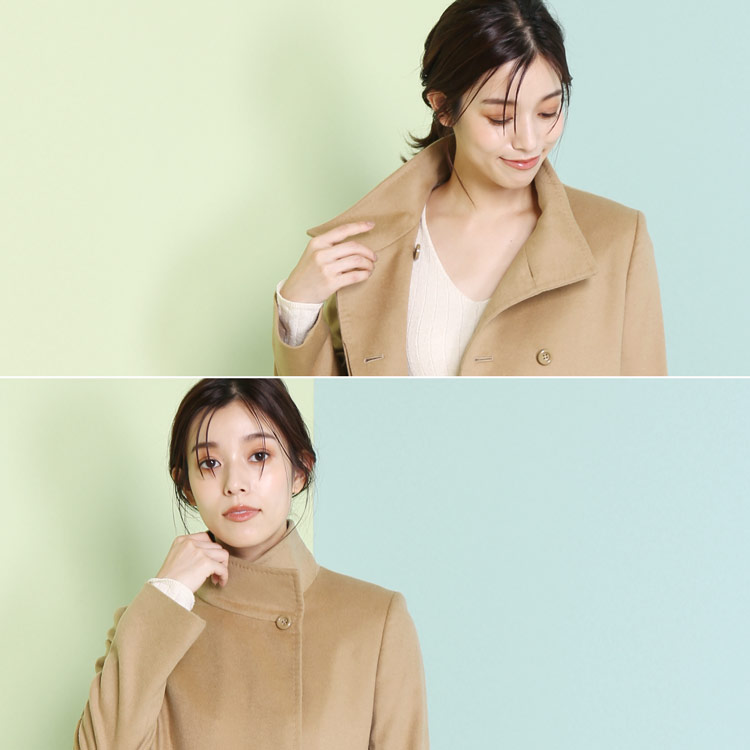 楽天市場】カシミヤ ブレンド ウール コート スタンドカラー ロング