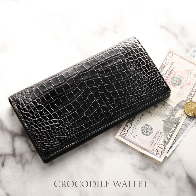 楽天市場】【期間限定価格】クロコダイル 長財布 センター取り 一枚革