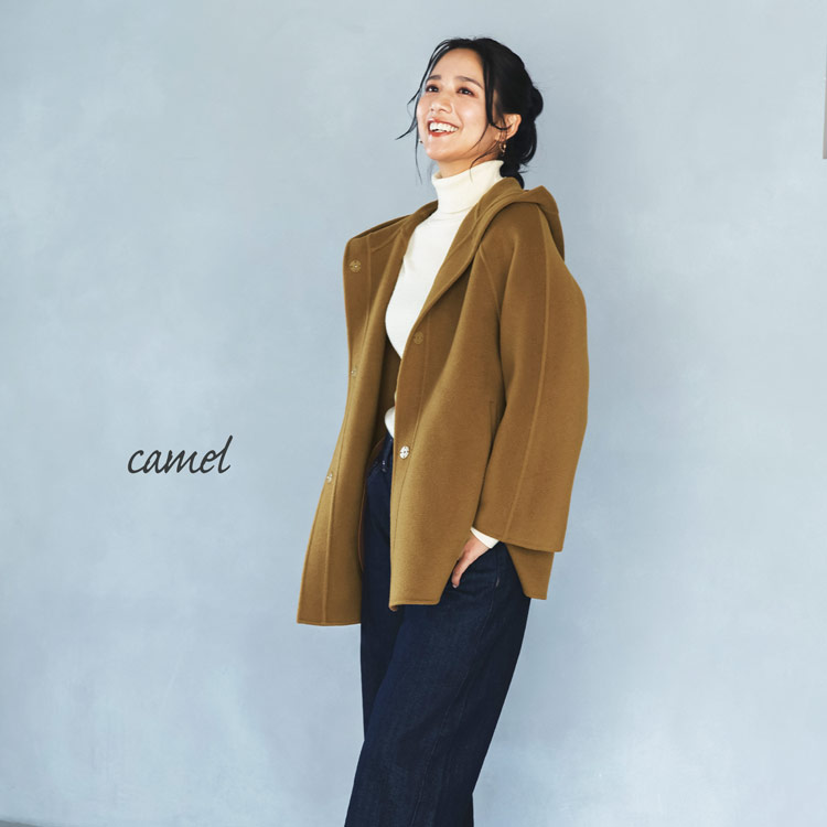 楽天市場】フード付き コート 裾 フレア アウター カシミヤ混 カシミヤ