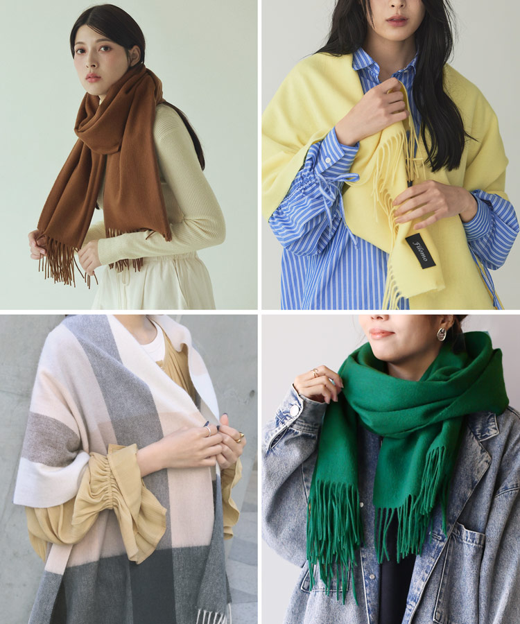 楽天市場】カシミヤ ブレンド ストール 大判 チェック 無地 レディース