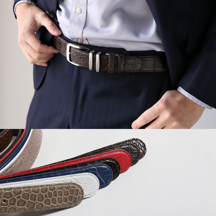 楽天市場】【5%offクーポン】メンズ ベルト クロコダイル レザー