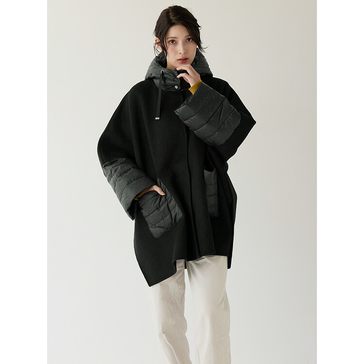楽天市場】ポンチョ ケープポンチョ フード付き ウール コート