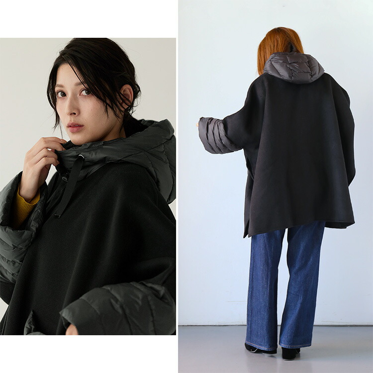 楽天市場】ポンチョ ケープポンチョ フード付き ウール コート