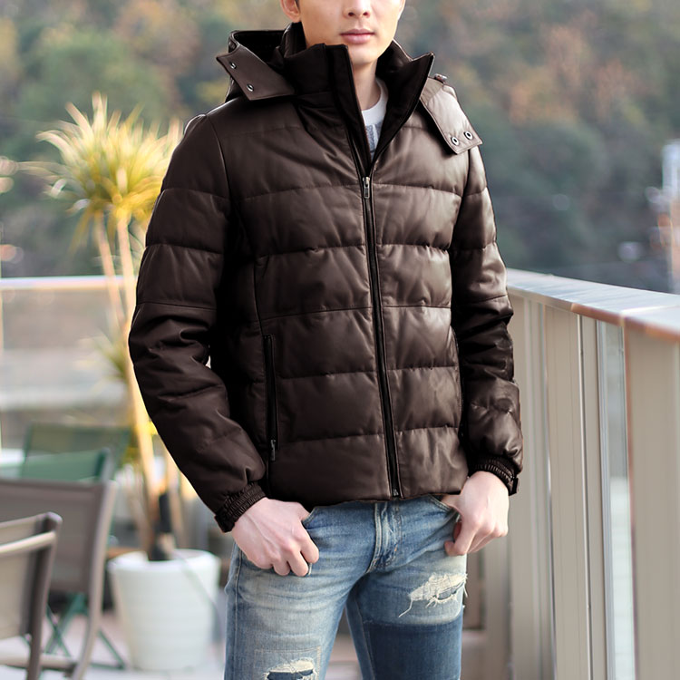 楽天市場】【5％OFFクーポン】レザー ダウン ジャケット メンズ レザー