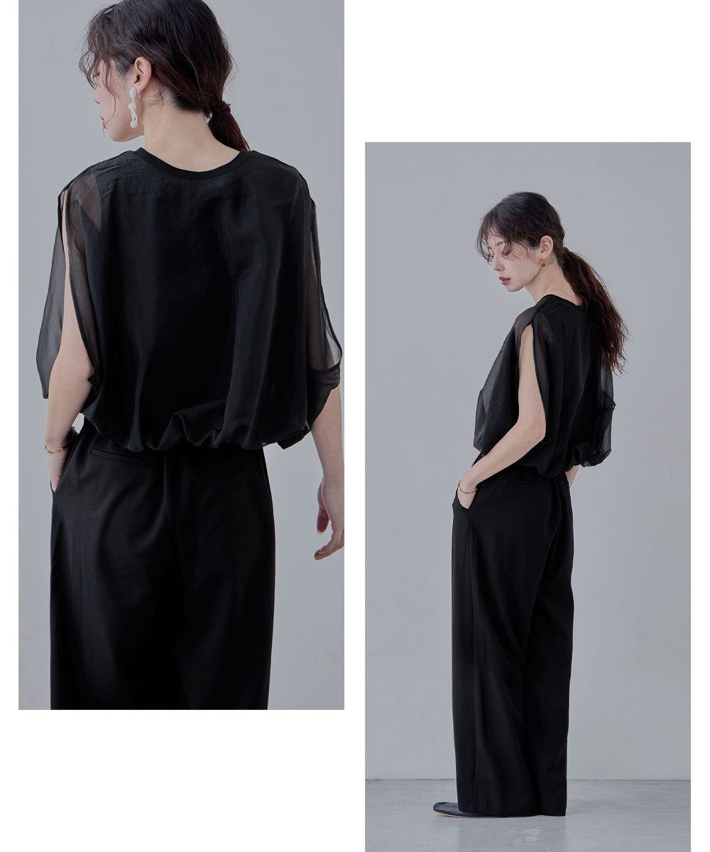 楽天市場】オーガンジーレイヤード風バルーンブラウス トップス シャツ