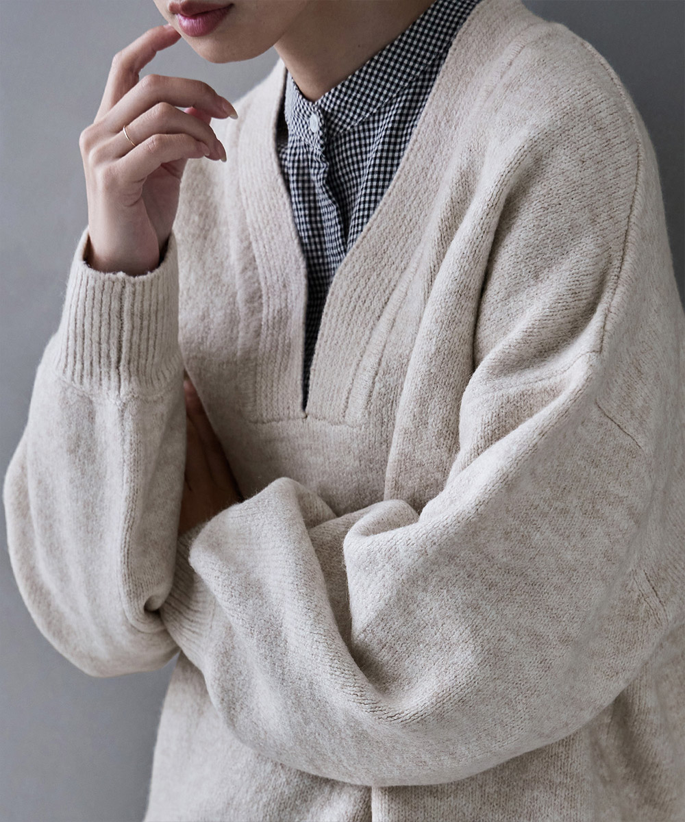 楽天市場】ラウンドVネックプルオーバーニット トップス ニット