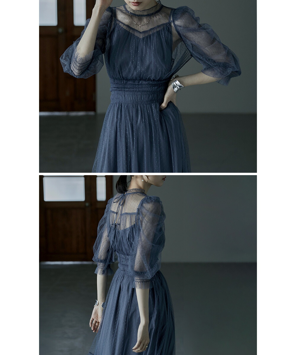 楽天市場】ドットチュールレイヤードドレス ワンピース レディース