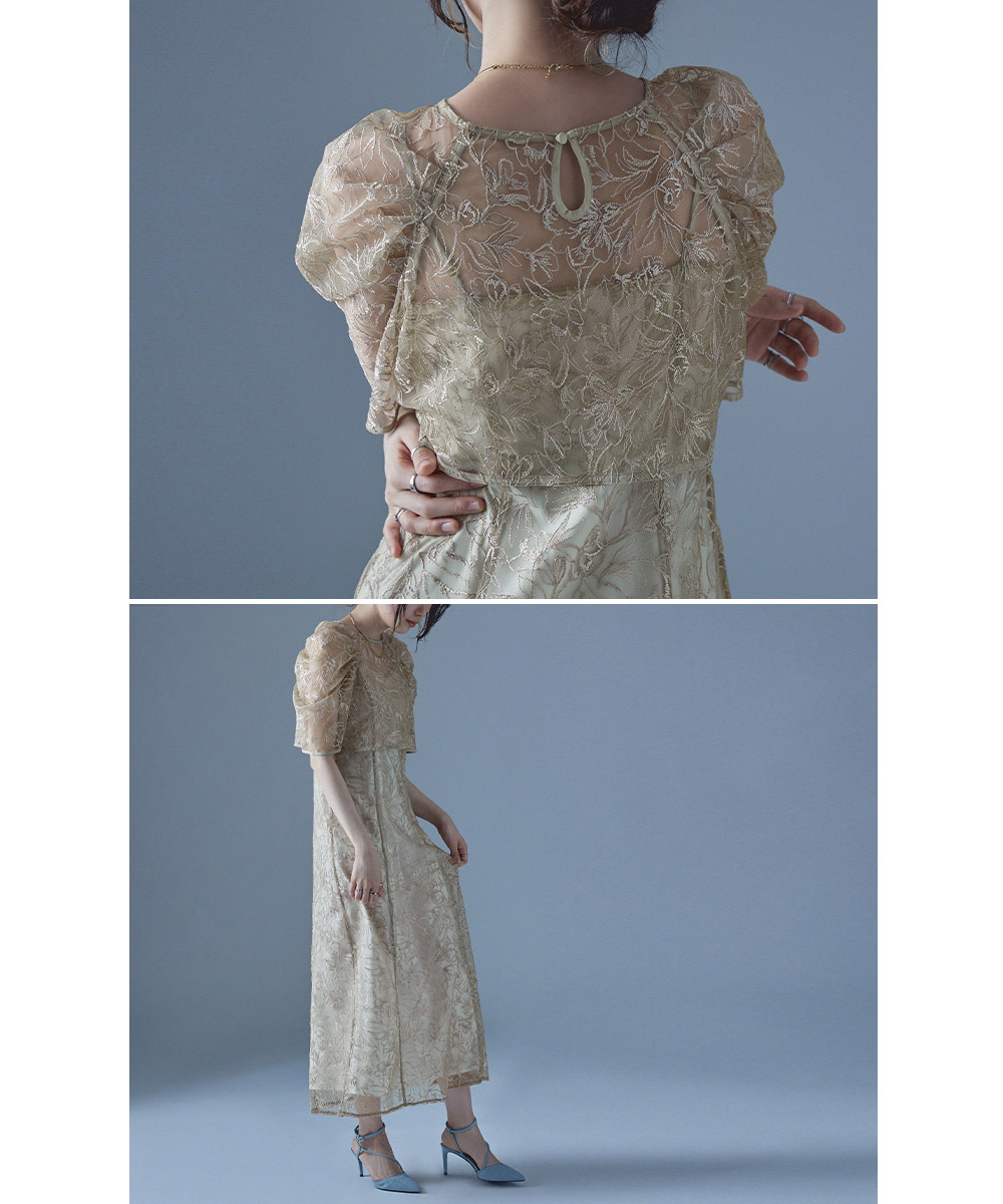 楽天市場】刺繍レースレイヤードドレス ワンピース ワンピ ドレス 五分