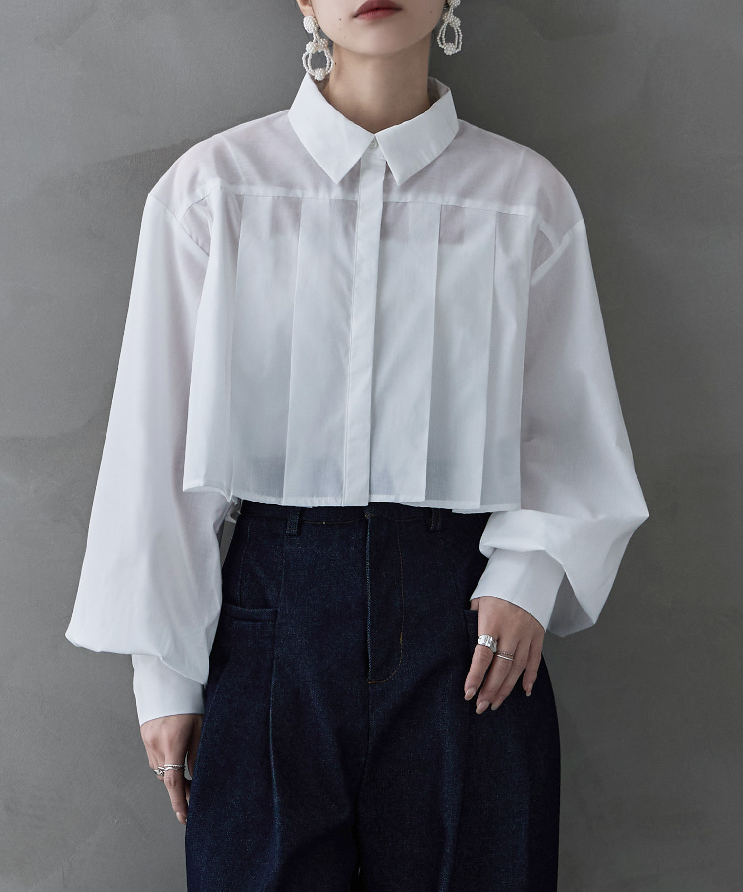 楽天市場】タックプリーツボリュームスリーブシャツ トップス 長袖