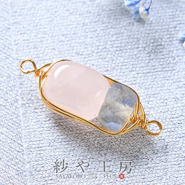 楽天市場】天然石チャーム ワイヤーラッピング ローズクォーツ