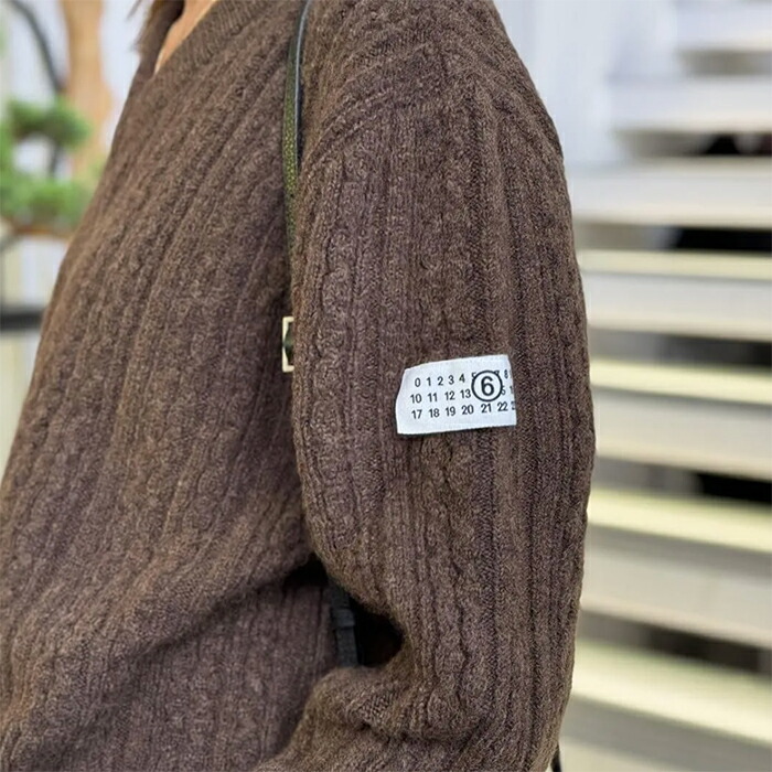 楽天市場】エムエム6 メゾンマルジェラ Vネック ケーブルニット MM6