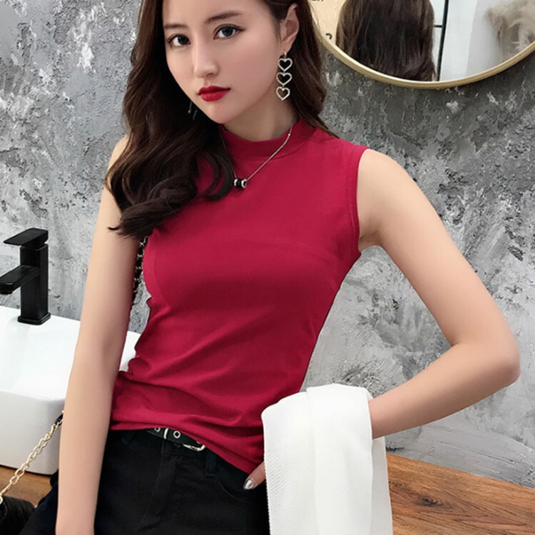 楽天市場】全9色×5サイズ！ハイネック ノースリーブトップス tシャツ