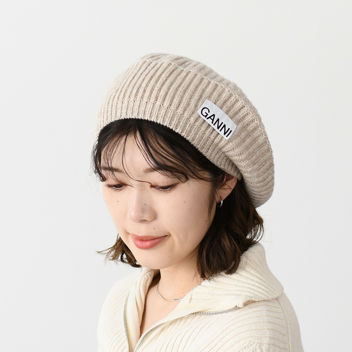 楽天市場】GANNI ガニー 帽子 ベレー帽 ロゴ リブ A4430 レディース