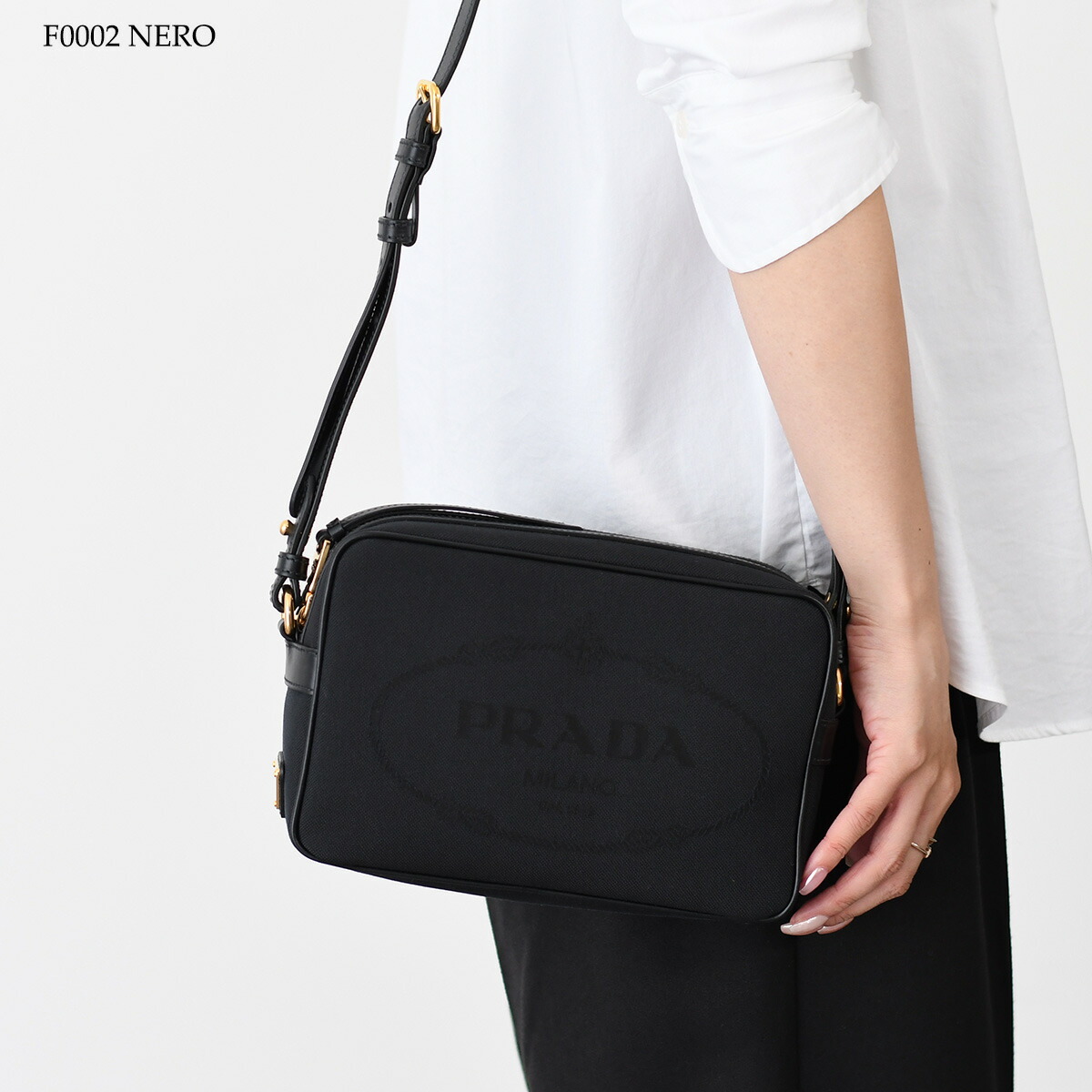 楽天市場】PRADA プラダ ロゴ ジャガード ナイロン カメラバッグ