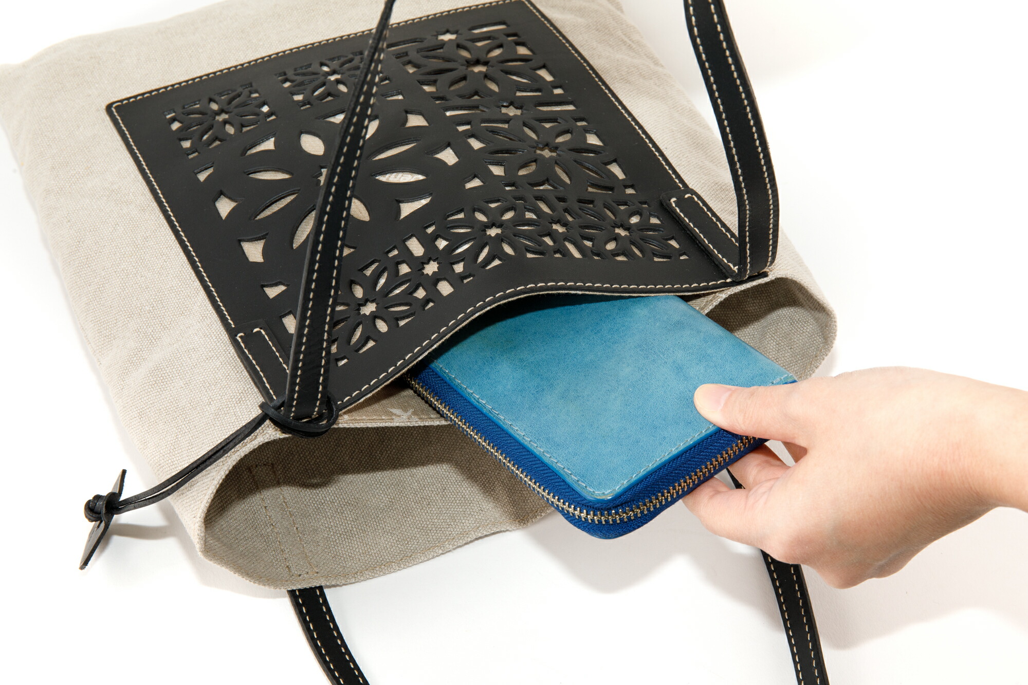 楽天市場】☆ genten ゲンテン バッグlinen cut work（リネンカット