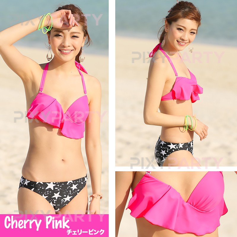 楽天市場】水着 レディース ビキニ パンツ フリル クロス