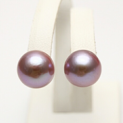 楽天市場】淡水真珠パールピアス 10mm パープルカラー K18製 : 真珠倶楽部