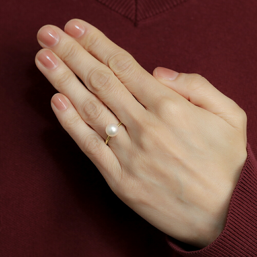 楽天市場】【10%OFF】k18 パール リング 普段使い シンプル 重ね着け