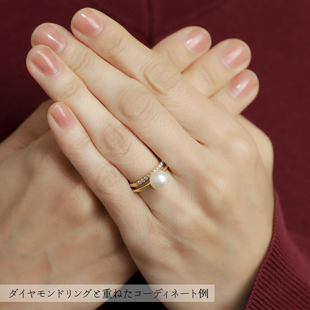 楽天市場】【10%OFF】k18 パール リング 普段使い シンプル 重ね着け