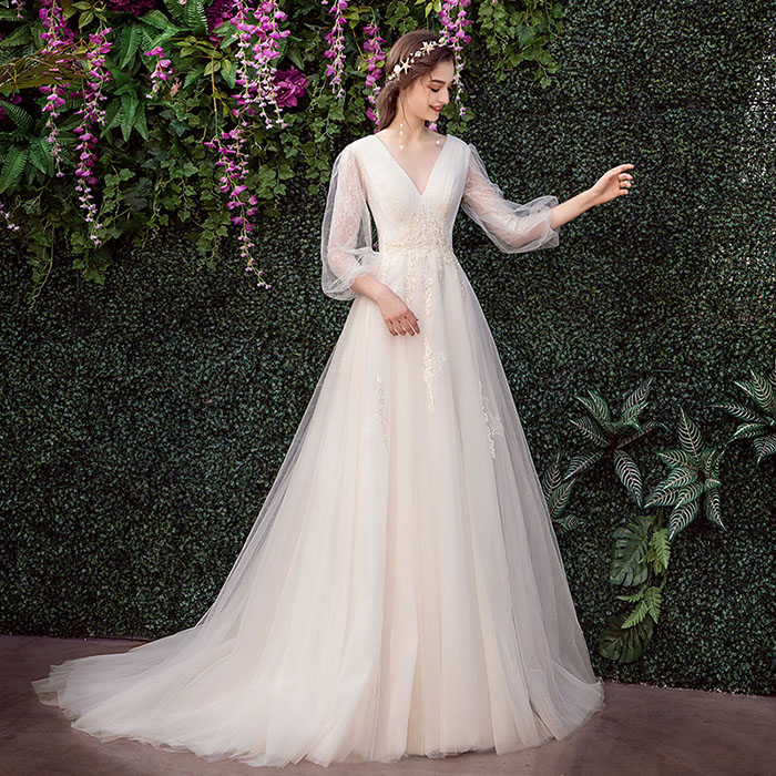 楽天市場】姫系 ウェディングドレス aラインドレス 秋冬 白