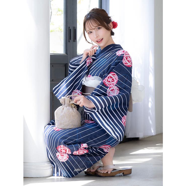 楽天市場】【10％OFFクーポン！配布中！】Tika 毬×ストライプ柄浴衣3点