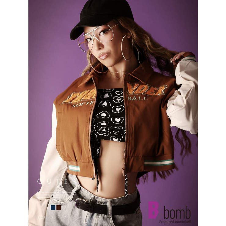 楽天市場】bombshell ジャケット・ブルゾン ロゴ ショート丈