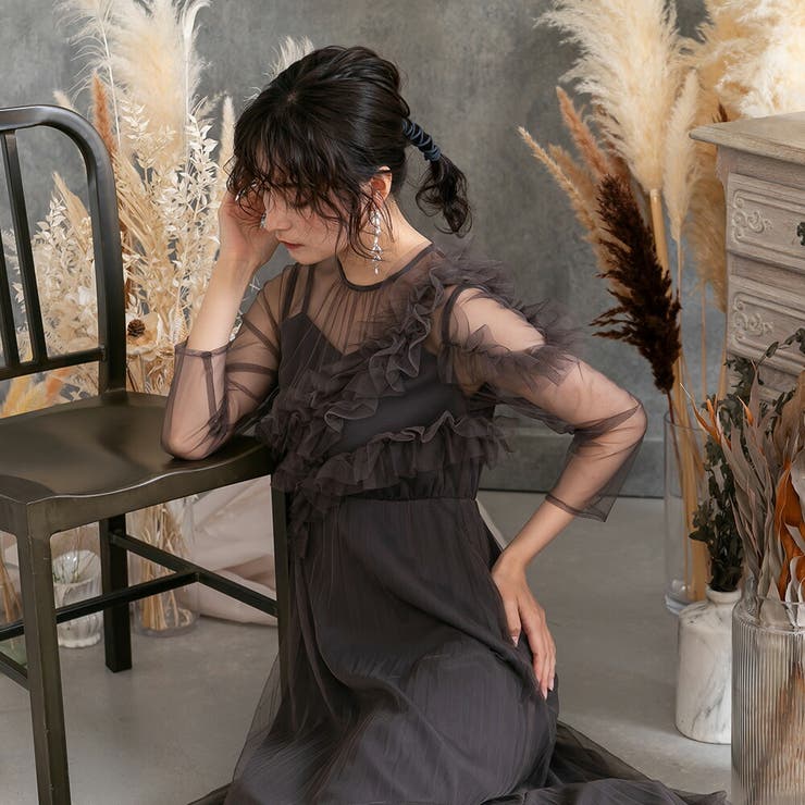 楽天市場】epicday フリル チュール サッシュ レイヤード デザイン