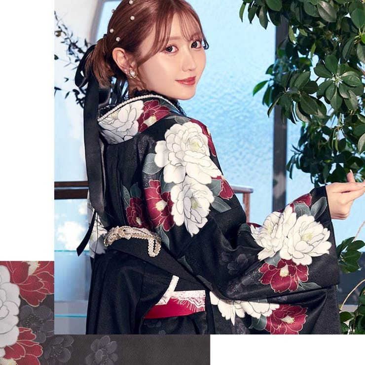 楽天市場】Dazzy [3点SET]漆黒紅牡丹柄二尺袖・袴 浴衣・着物 : SHOPLIST