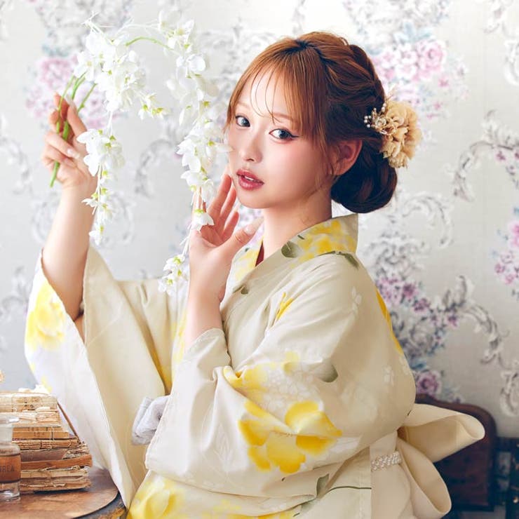 楽天市場】Dazzy レトロモダン黄色芙蓉柄浴衣【2025年新作/YUKATA by