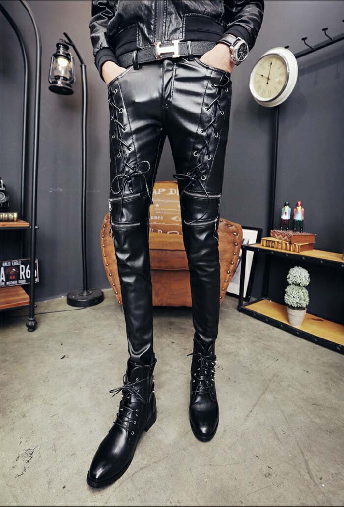 楽天市場】レザーパンツ メンズ バイクズボン メンズパンツ PU 革