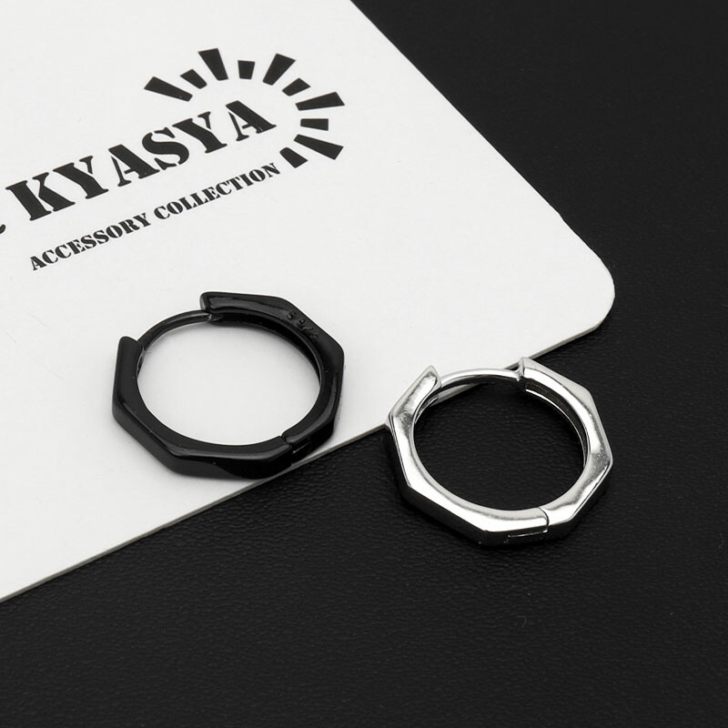 楽天市場】シルバー925 フープピアス 八角形 silver 黒 ブラック 20G