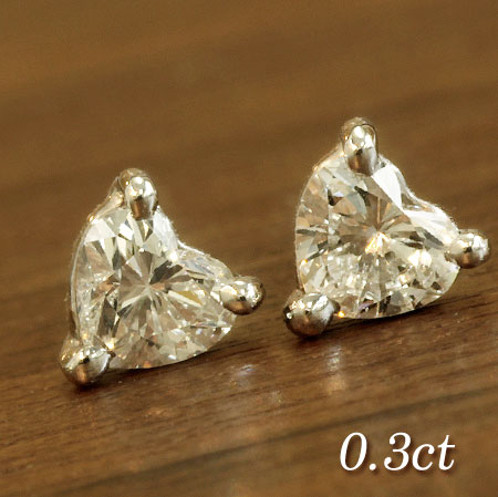 楽天市場】K18 ハート ダイヤモンドピアス ハートダイヤ 0.3ct