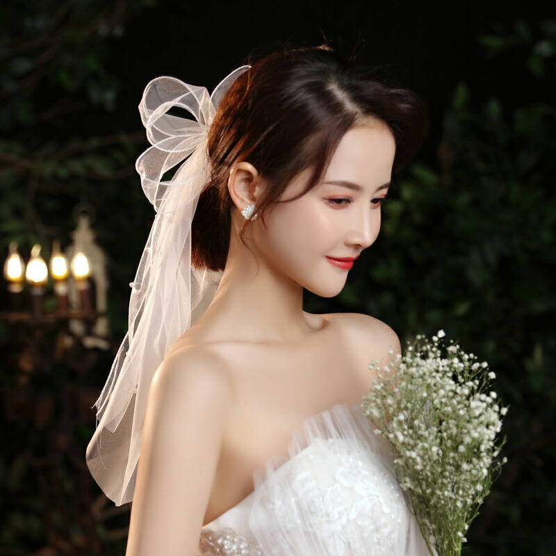 楽天市場】即納 ウェディング 髪飾り ヘッドドレス チュール リボン
